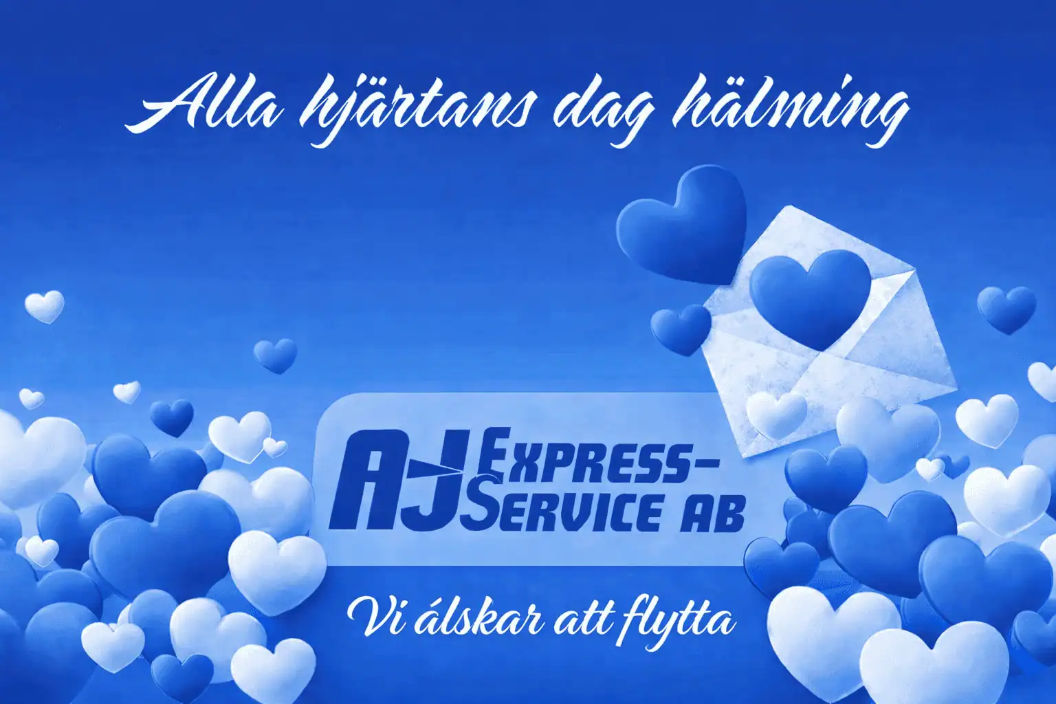 Flyttfirma med hjärtan och kärleksfulla meddelanden för alla hjärtans dag.