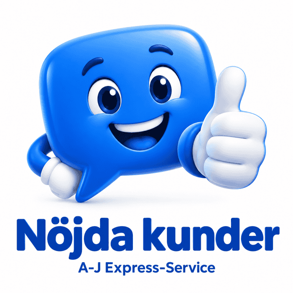 Glad blå pratbubbla med tumme upp, nöjd kund.