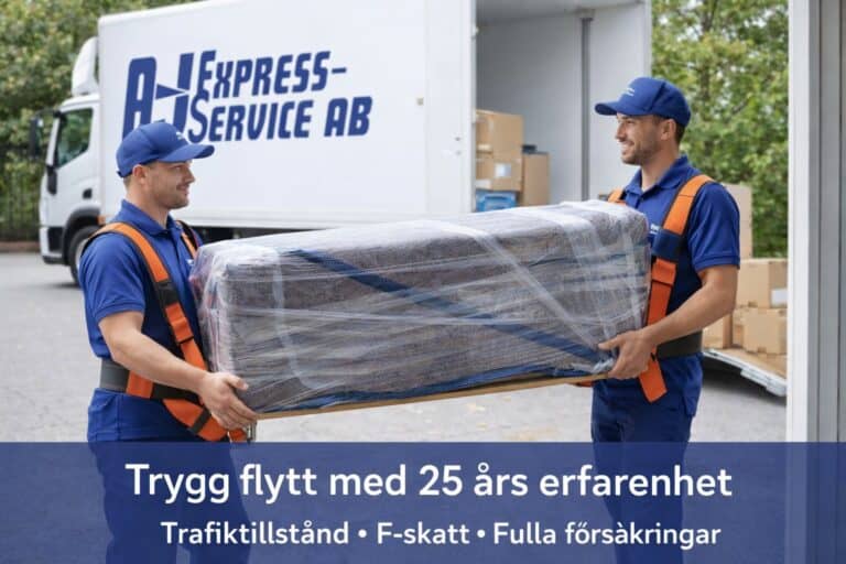 Professionell flyttfirma A-J Express-Service med trafiktillstånd och försäkringar som utför trygg flytt i Stockholm